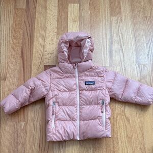 Patagonia Hi-Loft Down Light Pink Hooded Puffer Jacket